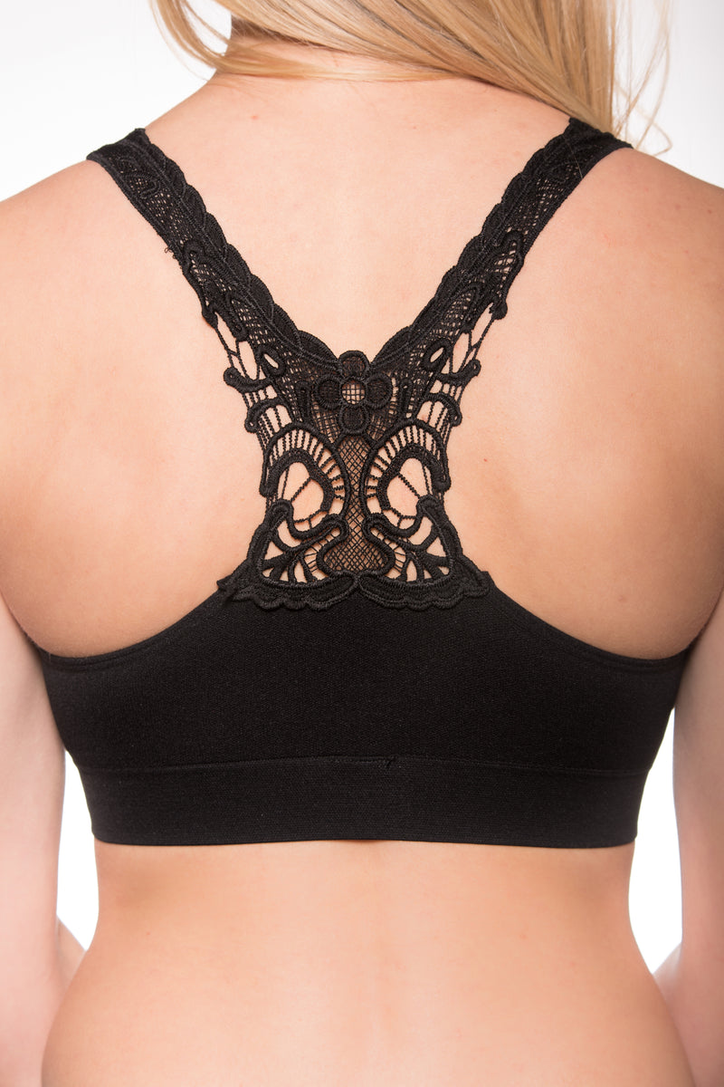 Buy Fashion Underwear Lace Bralette Bras Adjustable Push up Lingerie  Butterfly Back Seamless Racerback Bra Girls Style B Black Cup Size 75B at