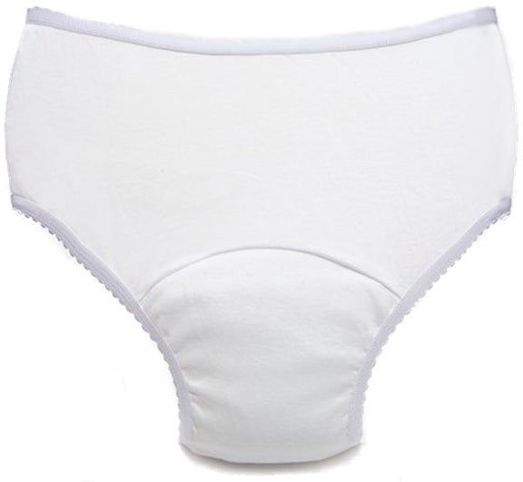 Washable Urinary Incontinence Cotton Maxi-Panties for Women, with Built in  Absorbent Area, White X-Large